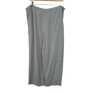 Eileen Fisher SZ M Pants NEEDS WAIST ELASTIC Silk Georgette Crepe Seafoam Green